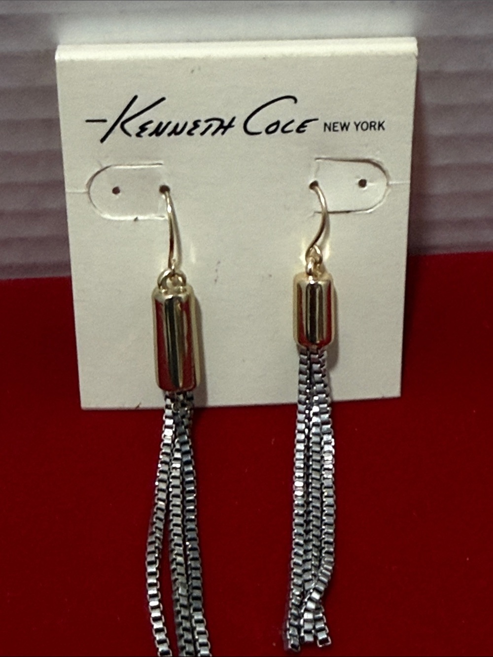 Kenneth Cole Two-Tone Tassel Drop Earrings in Gold and Silver